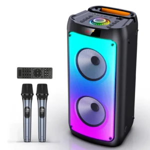 Wireless Bluetooth Speaker, Karaoke Machine with 2 Microphone, Remote Control