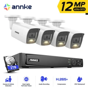12MP Video Surveillance System 8CH Security Cameras CCTV Audio Recording Night Vision
