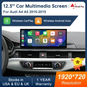12.3inch Multimedia Display Touch Screen For Audi A4 S4 A5 S5 2014-2019 Airplay Wireless Carplay Android Auto