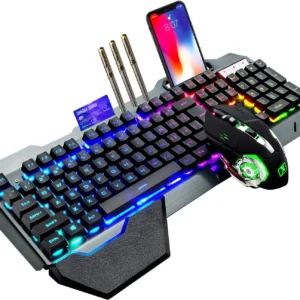 Wireless Gaming Keyboard and Mouse Combo,Rainbow LED Backlit Keyboard
