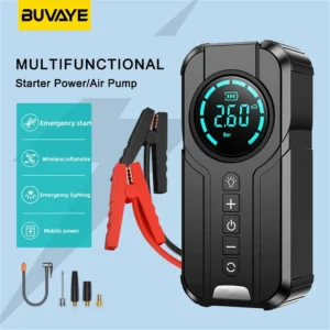 Car Jump Starter Air Pump Power Bank Lighting Portable Air Compressor 4 In 1